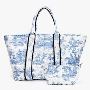 COPY - Clare V. Giant Trop Avion in Blue Toile